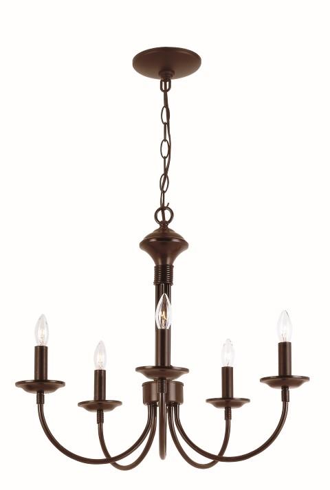5LT CHANDELIER- J ARM- BRONZE